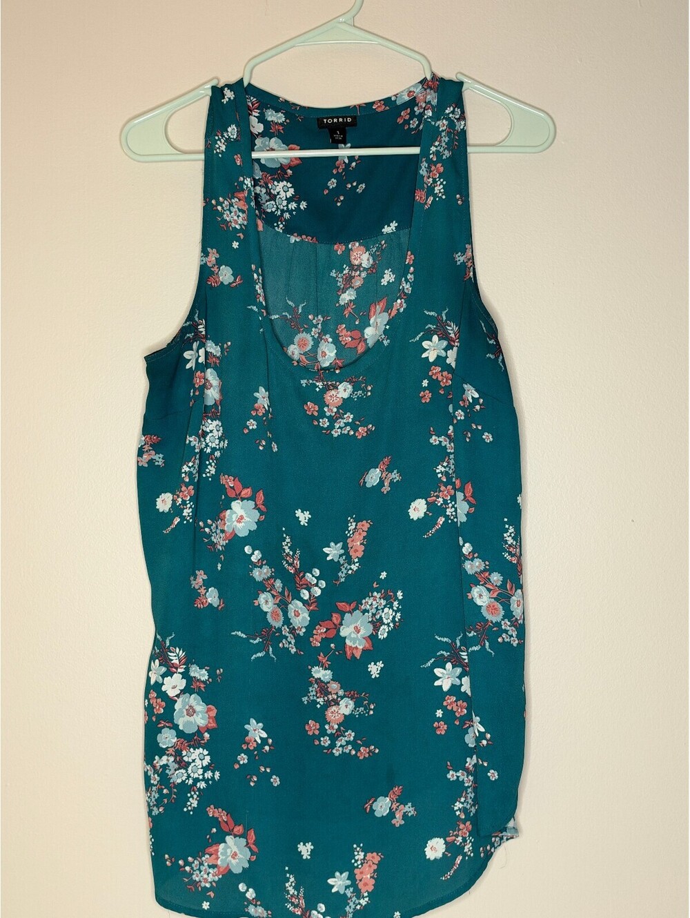 Torrid Teal Floral Sleeveless Blouse